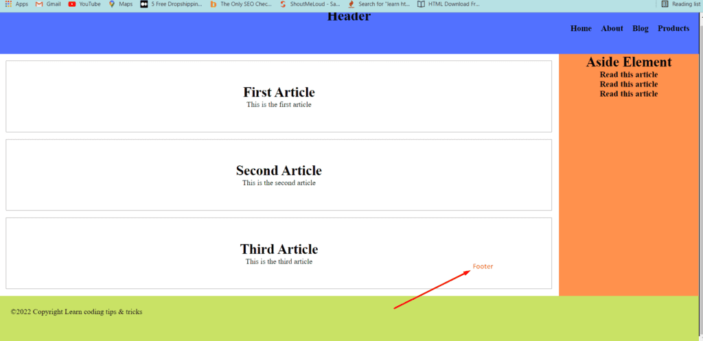 screenshot iamge of a footer element on the webpage