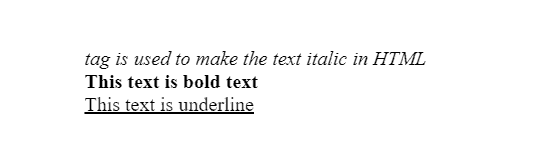 text formatting tags of HTML